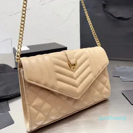 Designer -Shoulder Bags Messenger Fashion Zipper Envelope Classic Plaid Handbag Gold Chain Leather Letter Buckle Stripe Lady