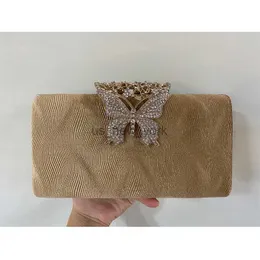 Abendtaschen 2021 Strass Schmetterlingsmuster Frauen Clutch Bag Evening Party Hochzeit Brautkupplungen Geldbeutel Umhängetaschen Gold Bolso Mujer HKD230821