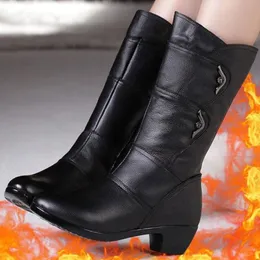 Buta Mid Calf Autumn British Style Black Fashion Side Waterproof Waterproof Splus Size Can Media Cana Mujer 230821