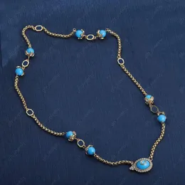 2023 Neue Mode -Anhänger Halsketten Blaues Harz Buchstaben Designer Halsketten Frauen 40 cm Messingmaterial hohe Qualität mit Box
