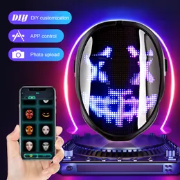 Máscaras de festa Bluetooth LED App Control Smart Light Up Mask Diy Editing Animação Prank Prank Concert Party Battery Full Color Display 230818