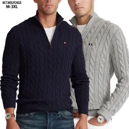 Herrenpullover M 3xl 100 Baumwolle Hochqualitäre Männer Oberbekleidung verdrehte lässige Langarmdicke Dicke Hommes Stricker Mode Tops 230821