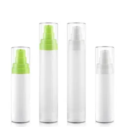 15 ml, 30 ml, 50 ml, grüne Airless-Lotionspumpe, weiß gefrostete PP-Airless-Flasche für Augencreme, Foundation, Toner, Unterverpackungsflaschen F1294 Pslqu Xxitg