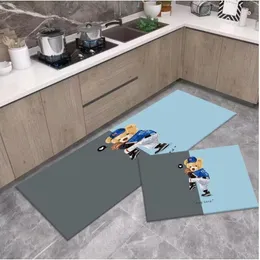 New Carpets Antislip Kitchen Floor Mat Blue Lattice Rug Bath Long Strip Absorption Doormat Entrance Balcony Living Room Household 20230820A03