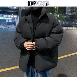 Mäns jackor Kapments Y2K Harajuku Solid Warm Winter Puffer Jacka Parkas Windbreakers Japan Streetwear Korean Fashion Bubble Coat 230821