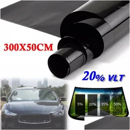 CAR SUNSHADE 300X50 CM VLT Black Film Roll Janela de tonalidade de vidro House de verão Sunsn adesivos UV adesivos1 Drop Deliver