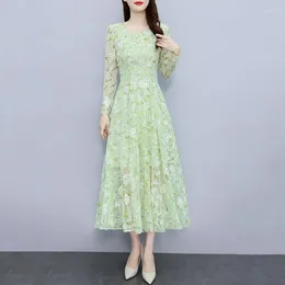 Abiti casuali Flower Green Rightoided Chiffon Long Dress Women Frump Elegant Ladies Wedding Dance Dance Party Maxi
