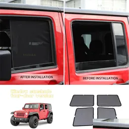 Car Sunshade Side Window Sunshades Curtain For Jeep Wrangler 2007- Insation Insect Net Jk Accessories Drop Delivery Mobiles Motorcyc Dhxb5