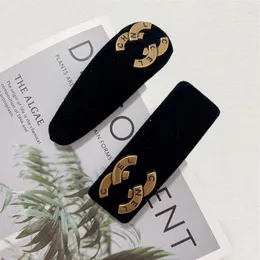 Luxury Barrettes Designer Womens Korean Medium Velvet Simple Black Hairpin Brand BB Clip Leisure Hair Clips Fashion Square Hairpin 271s