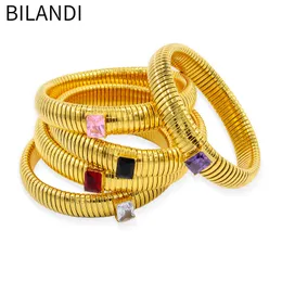 Charmarmband Bilandi Moderna smycken Trend Glass Metal Guld Färgarmband för kvinnor Gift Stretch Bangles Handtillbehör 230821