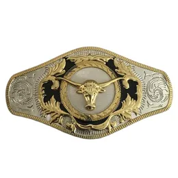 Fivelas 1 PCS Tamanho Grande Cabeça de Touro Dourado Fivela de Cinto Ocidental para Cintura Cowboy237o 8CS6