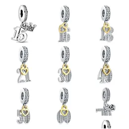 Charms 925 Gümüş Fit Pandora Orijinal Diy Kolye Kadın Bilezikler Boncuk Doğum Günü Numaraları 16 18 Damla Teslimat Bulguları Dhuzm Compone