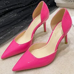 Klänningsskor Maogu bekväma 6 cm stiletthöga klackar på patentläder chic eleganta kvinnor pekade tåpumpar design lady skor 2023 34