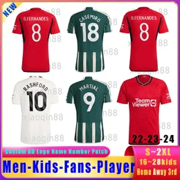 22 23 24Martinez Rashford Sancho Soccer Jersey Casemiro 2023 2024 Mans Football Jersey B. Fernandes Players Fans Women's Kids Kit Thai version