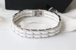 Bracelet Bransoletki Wysokiej jakości stali nierdzewne dla mężczyzn Białe ceramiczne punkowe krawędzi kubańskie łańcuch link Bracelet na dłoni prezenty biżuterii 230821