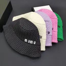 MI pleated Fisherman Cap for women Summer Day is a niche thin casual style embroidered lettered bucket hat