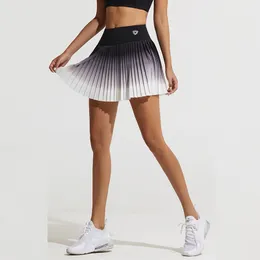 Tennis Skirts Women Summer Safe Tennis Skirts S-XXL Gym Golf Running Pleated skirt Girls Gradient Sports Fitness High Waist Skorts With Pocket 230818