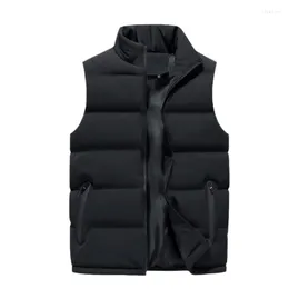 Men's Vests Waistcoat Men Warm Coat Ziper BLACK Vest Jacket Slim Fit Stand Collar Sleeveless Puffer Jackets Spring Autumn Casual