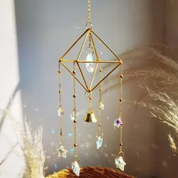 Dekoracje ogrodowe kryształowy Suncatcher Rainbow Light Catcher Dekoracja okna Księżyc Słoneczne wiatr grzycie wiszący pryzmat 230818