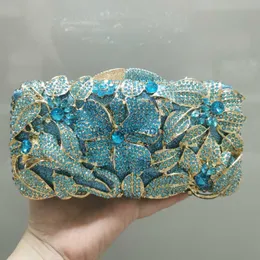 Evening Bags XIYUAN Hollow Out Women Flower Evening Bags Crystal Clutch Wedding Stone Handbag and Purse Bridal Party Dinner Minaudiere Bag HKD230821