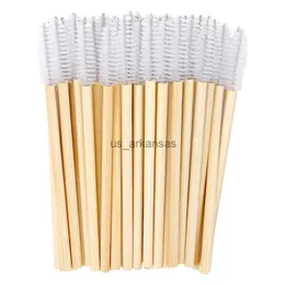 Makeup Borstes 100 PCS Professional Bamboo Handle Disponibla ögonfransborstar Eyebrow Extension Mascara Wands Applicator Women Makeup Tools HKD230821