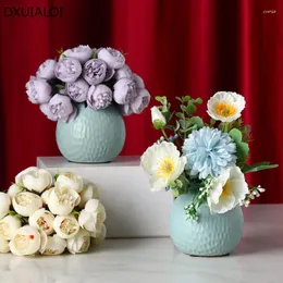 Vases DXUIALOI Nordic Simulation Flower Living Room Arrangement Ceramic Vase Decor Dining Table Bouquet Lavender Furnishings