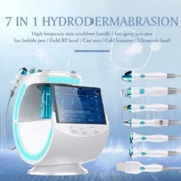 7'de 1 buz mavisi sihirli ultrason cilt bakım kriyoterapisi mikrodermabrazyon makinesi aynası cilt analizörü oksijen hidrası