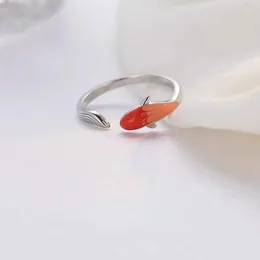 Обручальные кольца Lucky Brocade Carp Ring Женский дизайн меньшинства Серебряная мода Личность творческий свет роскошный хвост