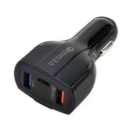 2023 High Quality 3 Ports QC3.0 USB Car Charger Hot Sell PD Type-C Port USB Car Adapter With Smart IC For Smart Phones