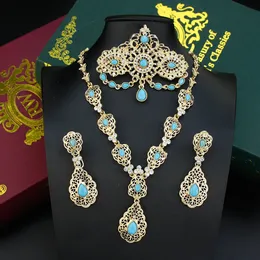 Örhängen halsband Sunspicems Elegent Marocko Bride Jewelry Set Women Drop Earring Caftan Brosch Pins Choker Halsband Set Arabic Wedding Bijoux 230820