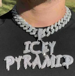 Nome lettera personalizzato Pendente iniziale 925 Sterling Silver VVS Moissanite Diamond Iced Out Hip Hop Jewelry Cuban Chain Ciondolo