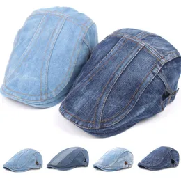 Berets Autumn Jeans Beret Hat For Men Women Casual Unisex Denim Cap Fitted Sun Cabbie Flat Gorras290e