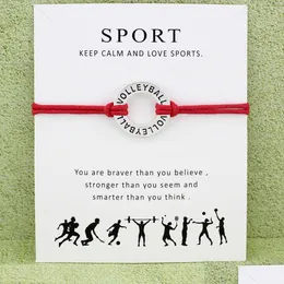 Braccialetti Charm Card pallavolo Baseball Basketball Basketball Soccer Ice Ice Hockey Sports Gioieri Sports Women Girl Boy Men Drop Drop Dhwt2