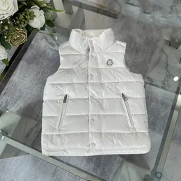 Meninos meninas colete garoto coletes crianças designer jaquetas fasion sem mangas gola costurada letras zíper quente inverno outwear preto branco