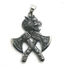 Pendant Necklaces Unisex 316L Stainless Steel Viking Wolf Axe Est