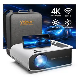 ProjectorsYaber Pro V8 4K Projector med WiFi 6 och Bluetooth 5.0 450 ANSI Outdoor Projector Portable Home Video Projector 230818