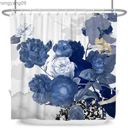 Duschgardiner eleganta blommor duschgardin färgglad blommig dusch gardin vattentät polyester badrum gardiner badkardekor med 12 R230821