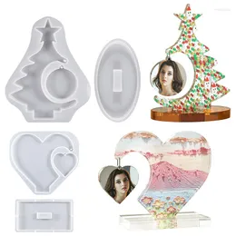 Formy do pieczenia miłosne serce po ramy i choinka epoksydowa formy DIY Craft Dekoracyjna podwójna ornament silikonowa forma