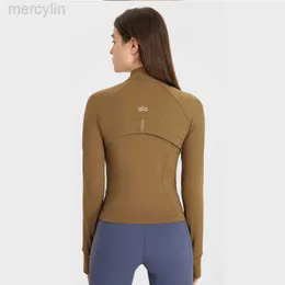 Designer Al Yoga Jacket Yoga Automne / Hiver Manteau de sport nu Col debout Slim Fit Costume de yoga chaud Veste de moto Casu en plein air