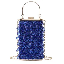 Worki wieczorowe Crystal Crystal Blue Clutch torebki Kobiet Designer Party Torebka Łańcuchowe torby na ramię panie rażące złotą torebkę wieczorową B366 HKD230821