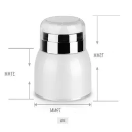 50g White Airless Jar Silver Collar Ransparent tampa sem ar livre de garrafa para soro/creme embalando 300pcs CNRMV