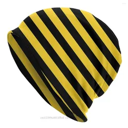 베레모 줄무늬 두개골 비니 모자 노란색과 검은 꿀벌 줄무늬 모자 스포츠 스포츠 보닛 모자 남성 여성
