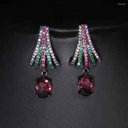 Dangle Earrings 2023 Light Luxury Shape Stud Women's Trend Unusual Modern Full Micro Zircon Partydress Dailry Jewelry Gift