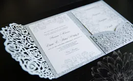 Creative Rose Laser Cut Wedding Card Card DIY دعوات زفاف لامعة لـ Quinceanera Sweetzz