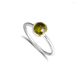 Cluster Rings CKK 925 Sterling Silver August Droplet Peridot For Women Original Fashion European Style DIY Jewelry