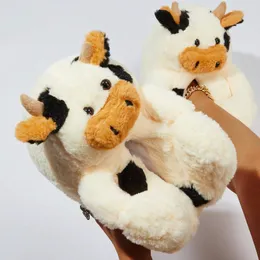 Kapcia Cute Cow Cartoon Home Modeling Kobiety Kapcie wygodne ciepłe pluszowe bawełniane kapcie wewnętrzne buty dla kobiet kapcie 230818