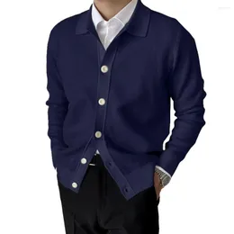 Maglioni maschili versatili cappotto maglione elegante cardigan maniche lunghe con cardigan semplice casual per outwear primaverili di colore solido