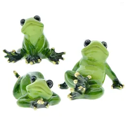 Gartendekorationen 3x niedliche Frosch -Figuren Kunsthandwerk Skulptur Tierharz Miniatur Ornament für El Desktop Bürodekoration