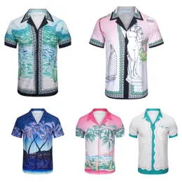 Designer Europe and the United States high street fashion brand digital print retro casual beach short-sleeved men's shirt men's loose cardigan summer M-3XL