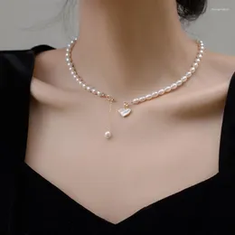 Kedjor Anti Pärlhalsband för flickor med en känsla av nischdesign High-End Love CollarBone Chain mångsidig och fashionabla